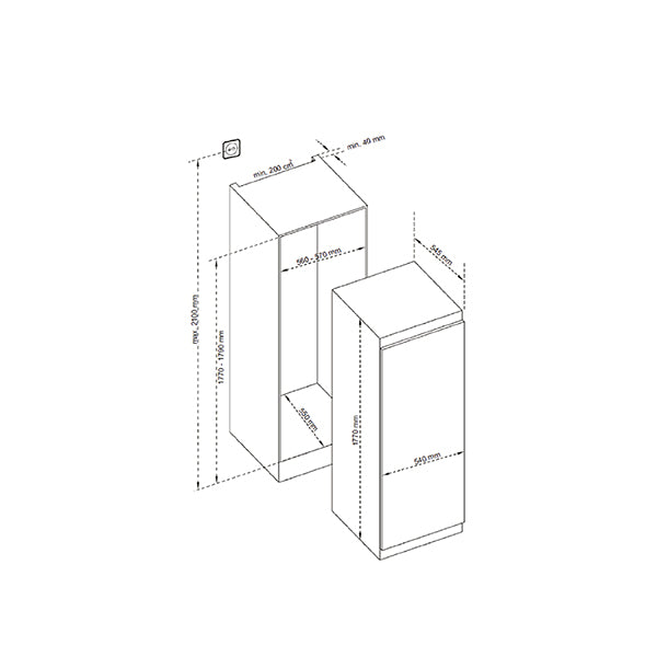 Algor Built In Vertical Freezer, IRADCVACSTINF360 - White