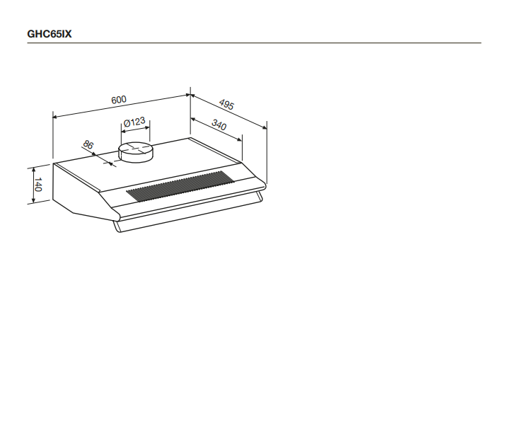 Glemgas Hood 60cm GLGHC65IX - Stainless Steel